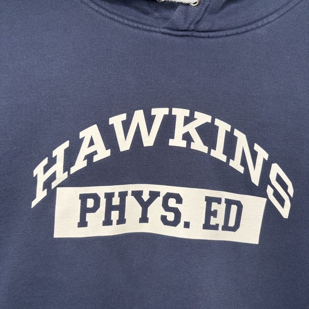 Nike X Stranger Things Hoodie Size Large Men's Navy Hawkins Phys Ed Pullover - Picture 3 of 10